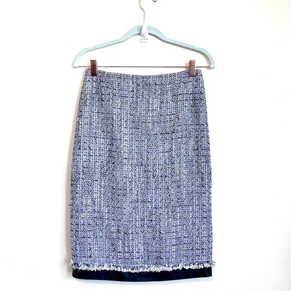 Lafayette 148 Y2K Tweed Leather Skirt Size 2 Purple Black Twee Old Money Preppy - Picture 1 of 6